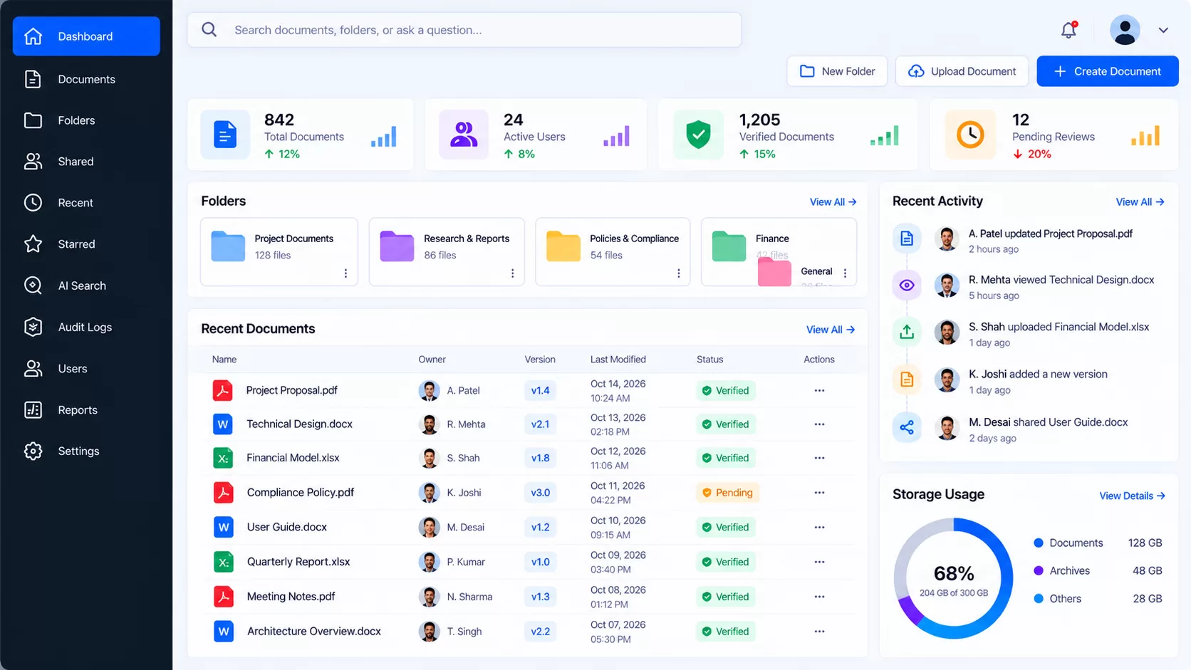 Modern Document Management Dashboard