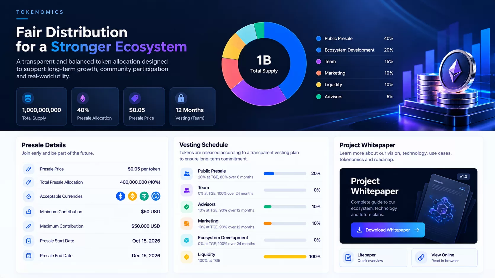 Modern Crypto Tokenomics Dashboard