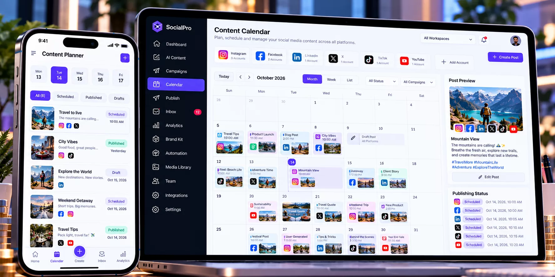 SocialPro Content Planner Dashboard