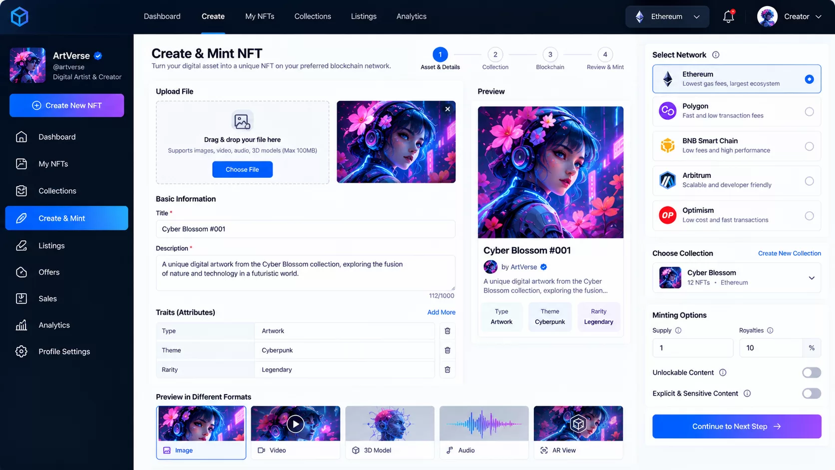 Cyber Blossom NFT Minting Dashboard