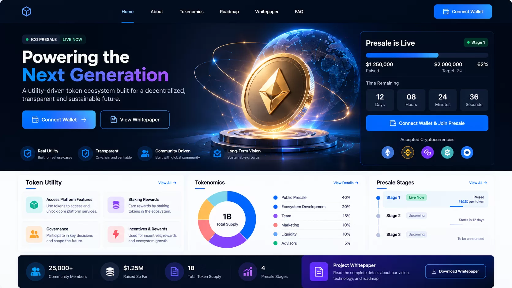 Futuristic Crypto Presale Dashboard