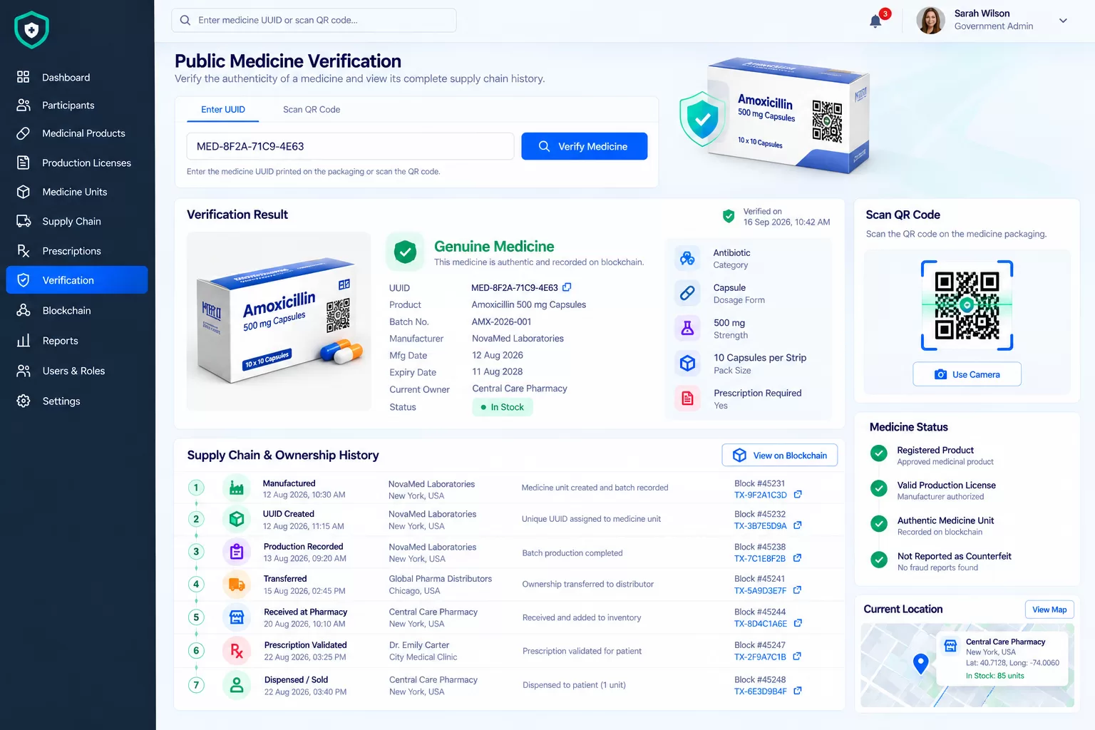 Public Medicine Verification Dashboard