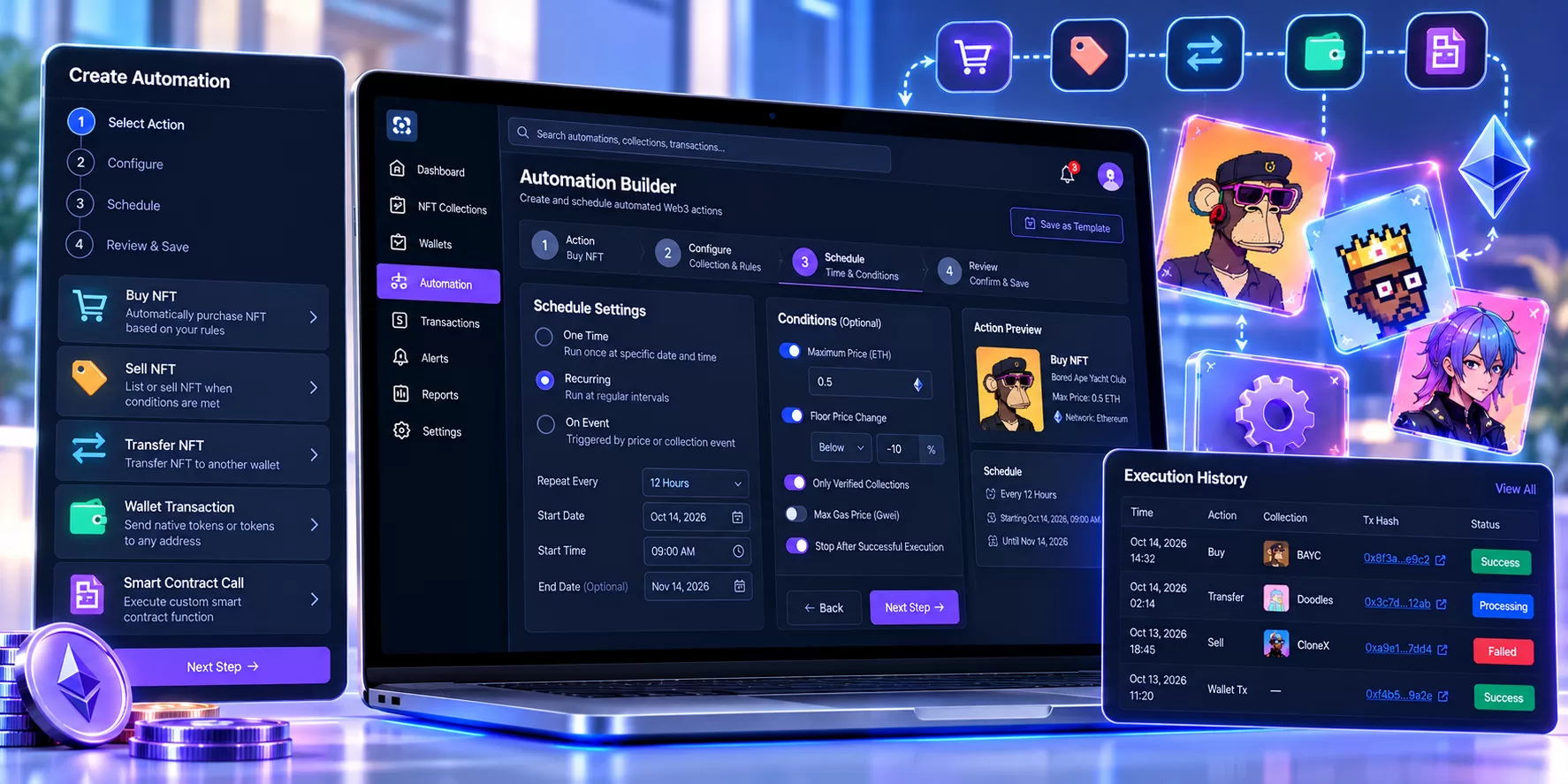 Neon Web3 Automation Dashboard