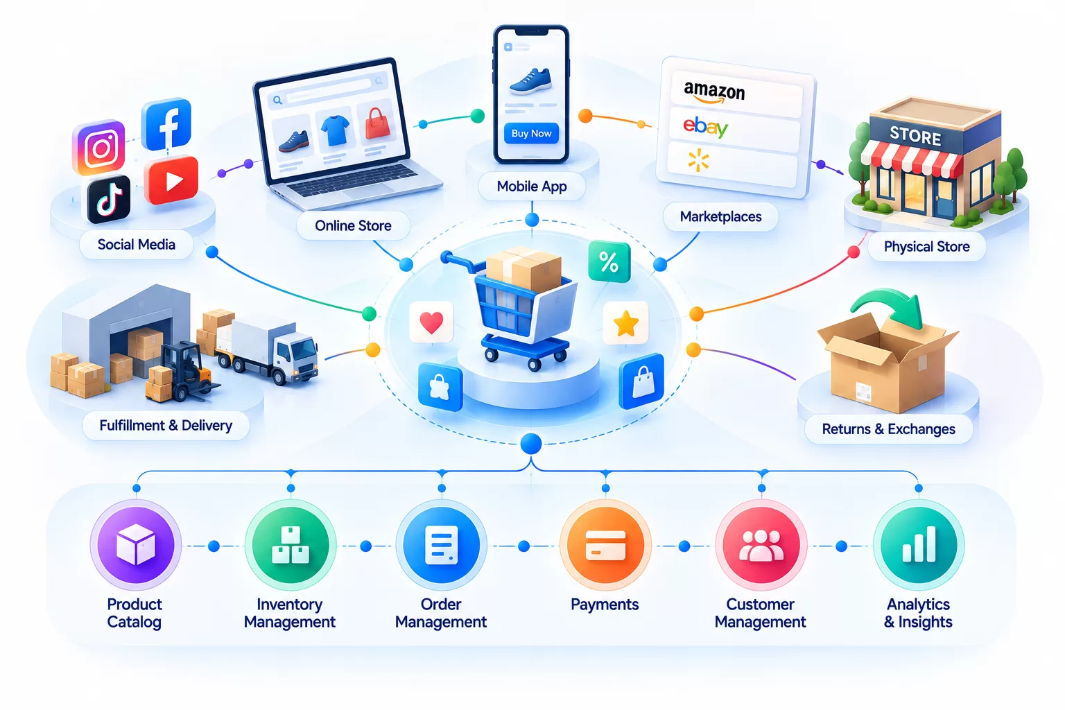 Finance Technology Ecosystem Illustration