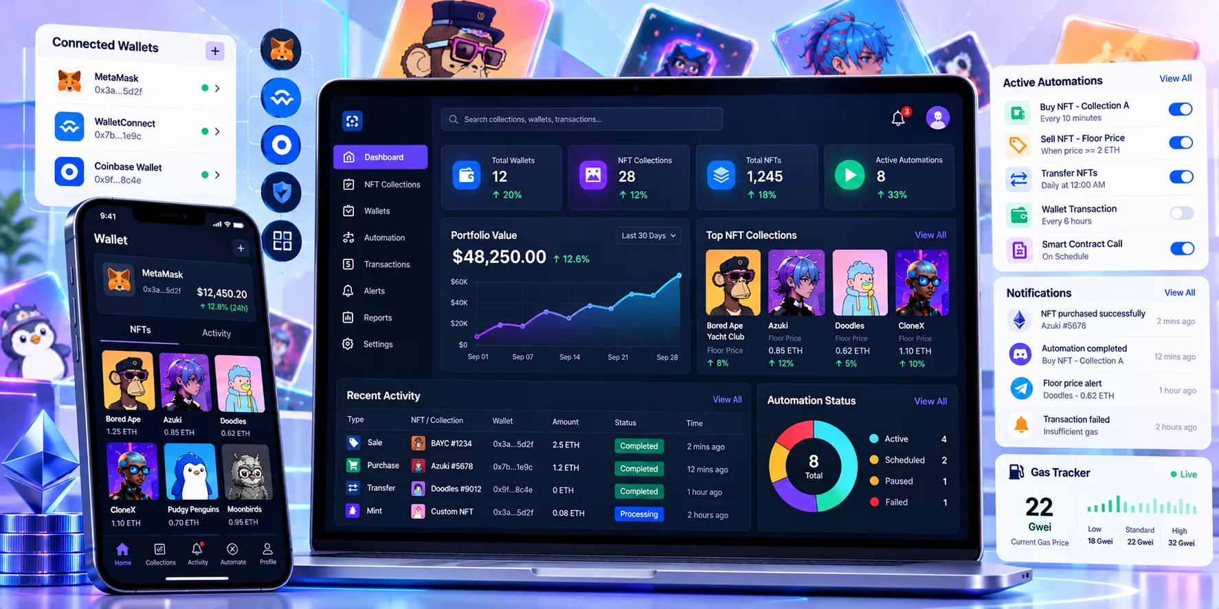 Futuristic NFT Crypto Dashboard